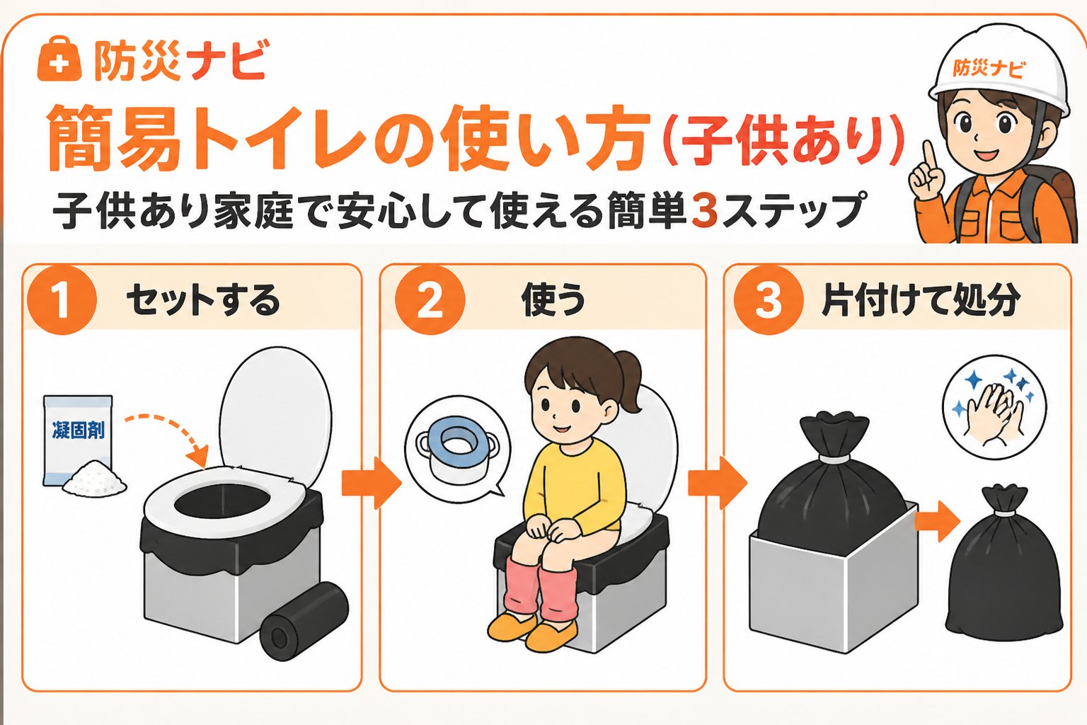 防災グッズ 簡易トイレの使い方（子供あり）をわかりやすく解説する具体的な手順