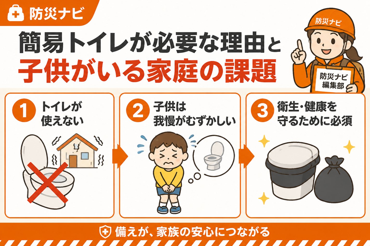 防災グッズ 簡易トイレが必要な理由と子供がいる家庭の課題