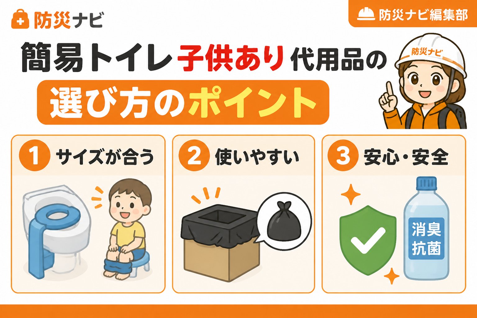 防災グッズ 簡易トイレ子供あり代用品の選び方のポイント