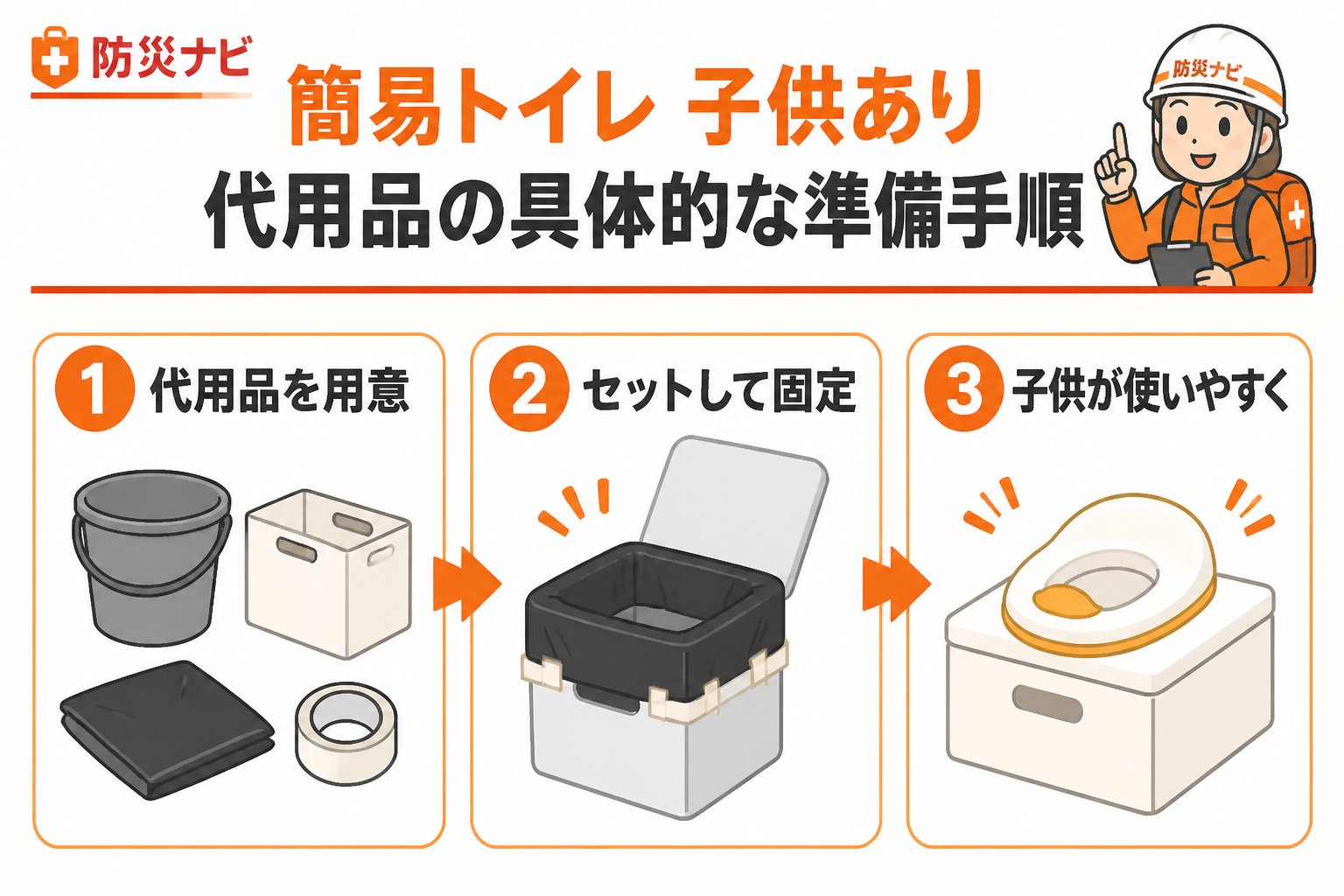 防災グッズ 簡易トイレ子供あり代用品の具体的な準備手順