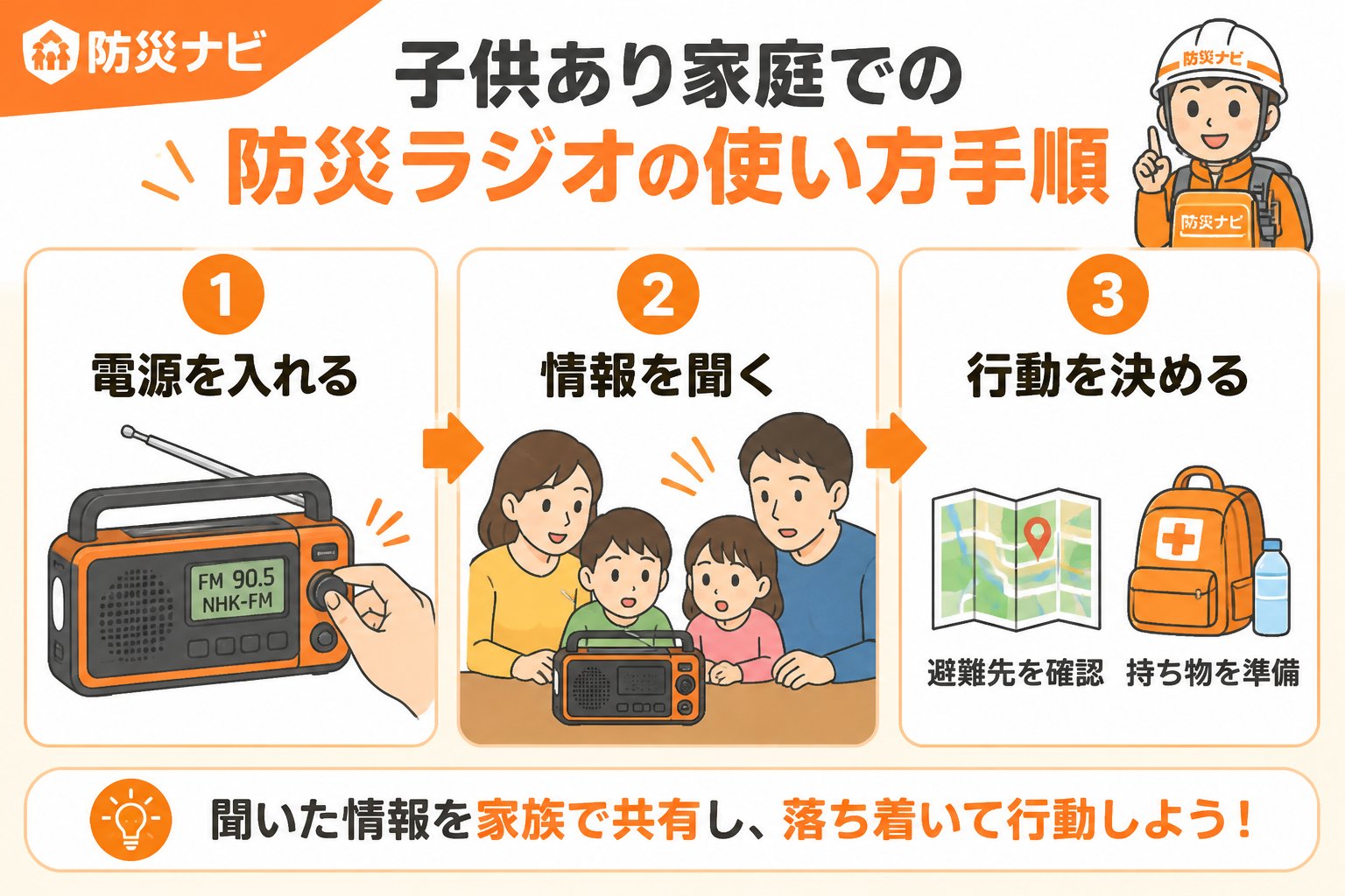 防災グッズ 子供あり家庭での防災ラジオの具体的な使い方手順