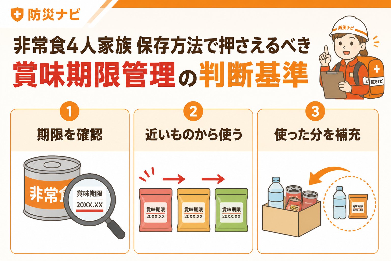備蓄 非常食4人家族保存方法で押さえるべき賞味期限管理の判断基準