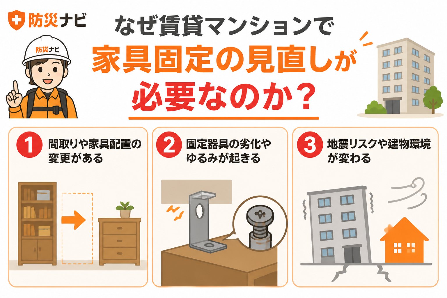 地震対策 なぜ賃貸マンションで家具固定の見直しが必要なのか？