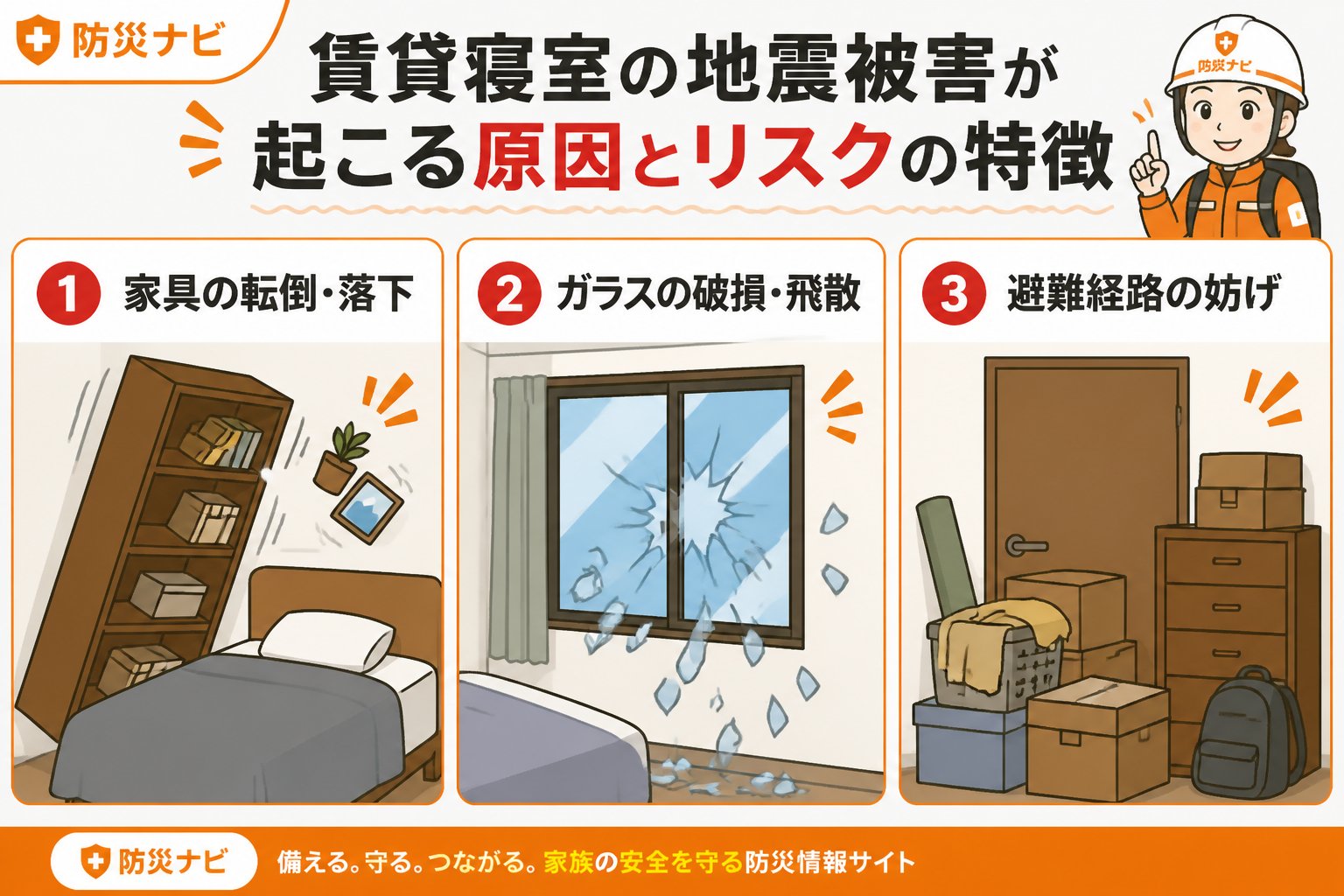 地震対策 賃貸寝室の地震被害が起こる原因とリスクの特徴