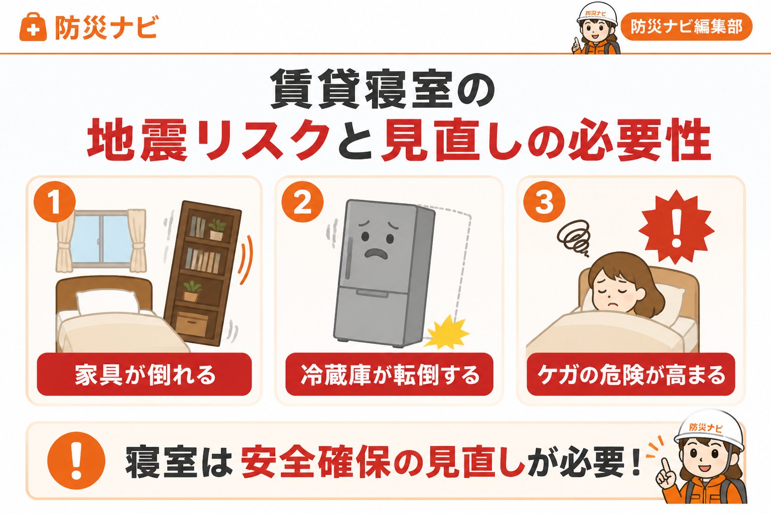 地震対策 賃貸寝室の地震リスクと見直しの必要性