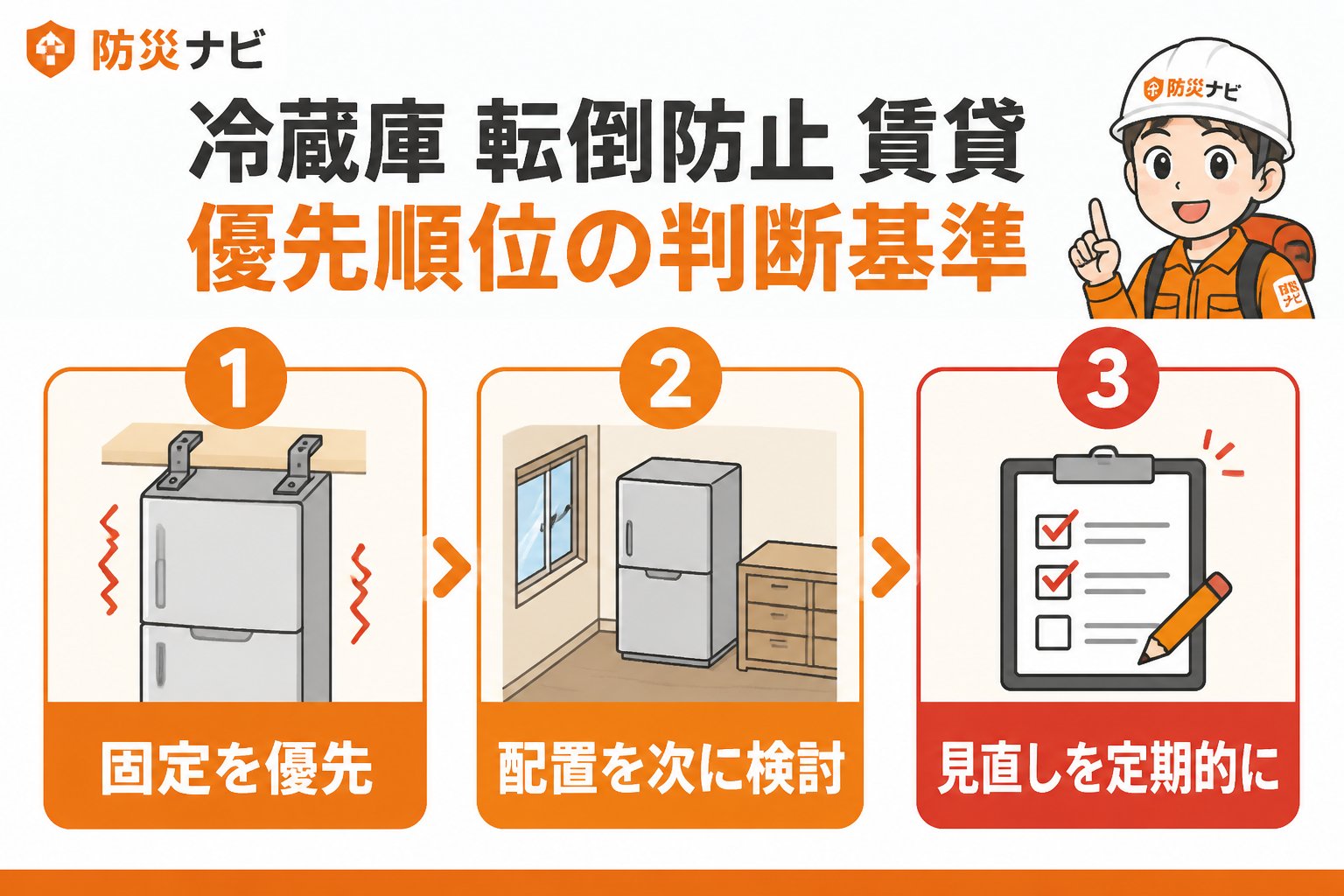 地震対策 冷蔵庫 転倒防止 賃貸 優先順位の判断基準