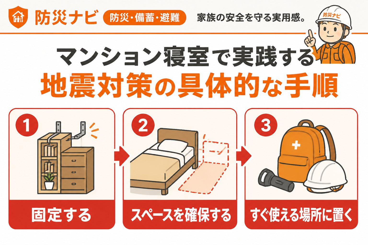 地震対策 マンション寝室で実践する地震対策の具体的な手順