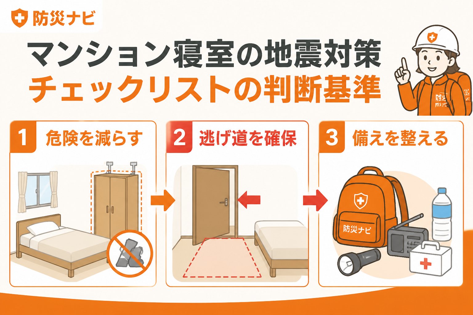 地震対策 マンション寝室の地震対策チェックリストの判断基準