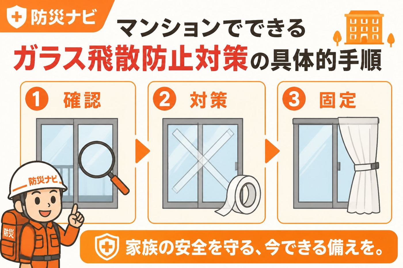地震対策 マンションでできるガラス飛散防止対策の具体的手順