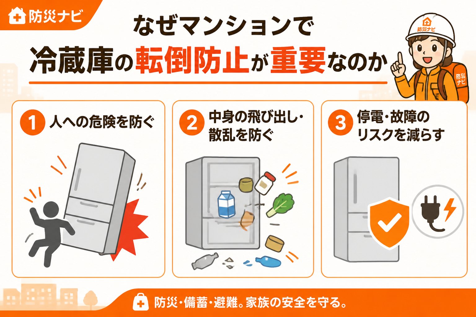 地震対策 なぜマンションで冷蔵庫の転倒防止が重要なのか
