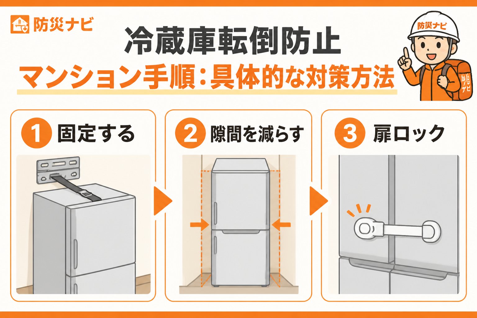 地震対策 冷蔵庫転倒防止マンション手順：具体的な対策方法