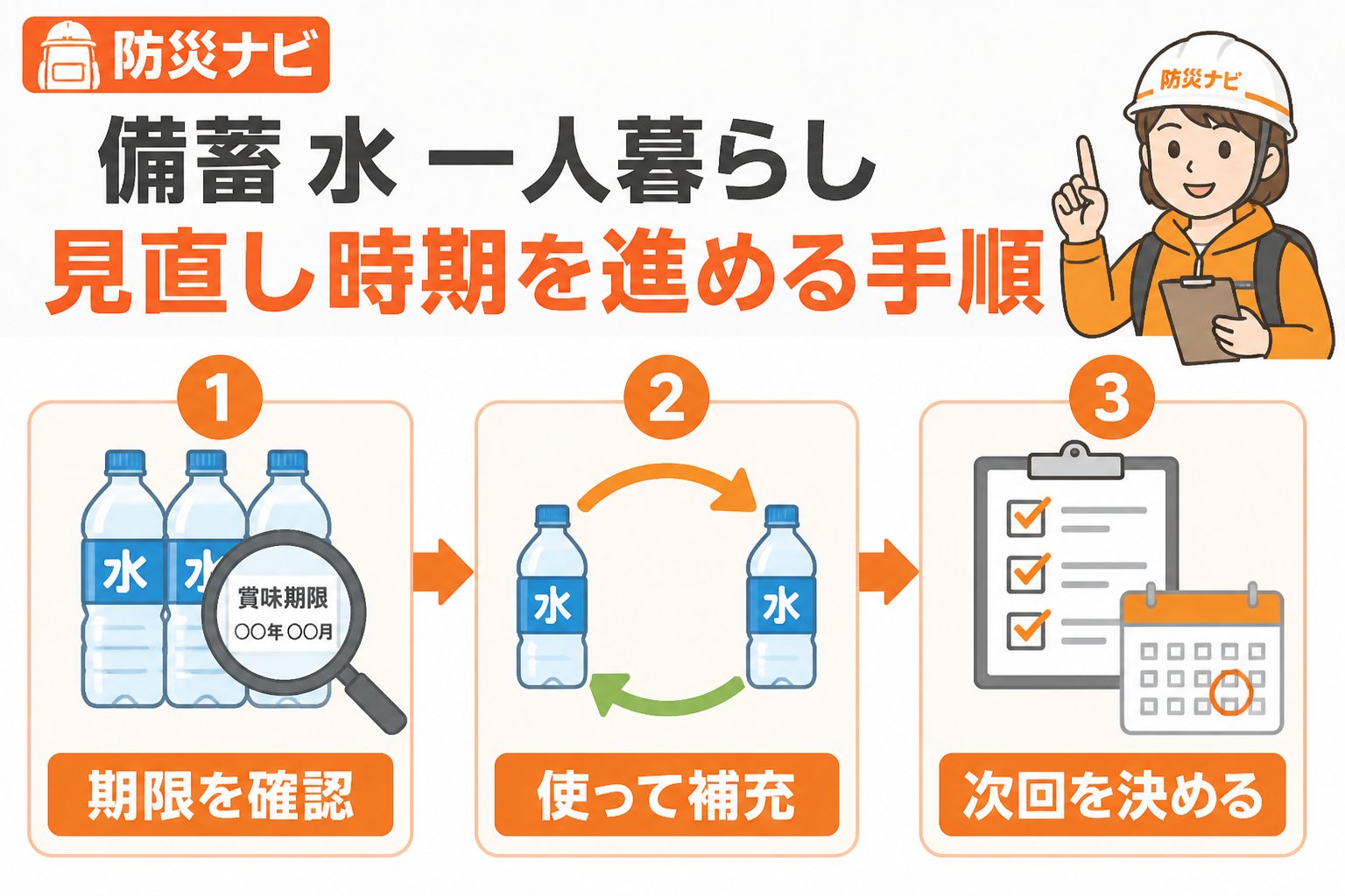 備蓄 備蓄 水 一人暮らし 見直し 時期を進める手順