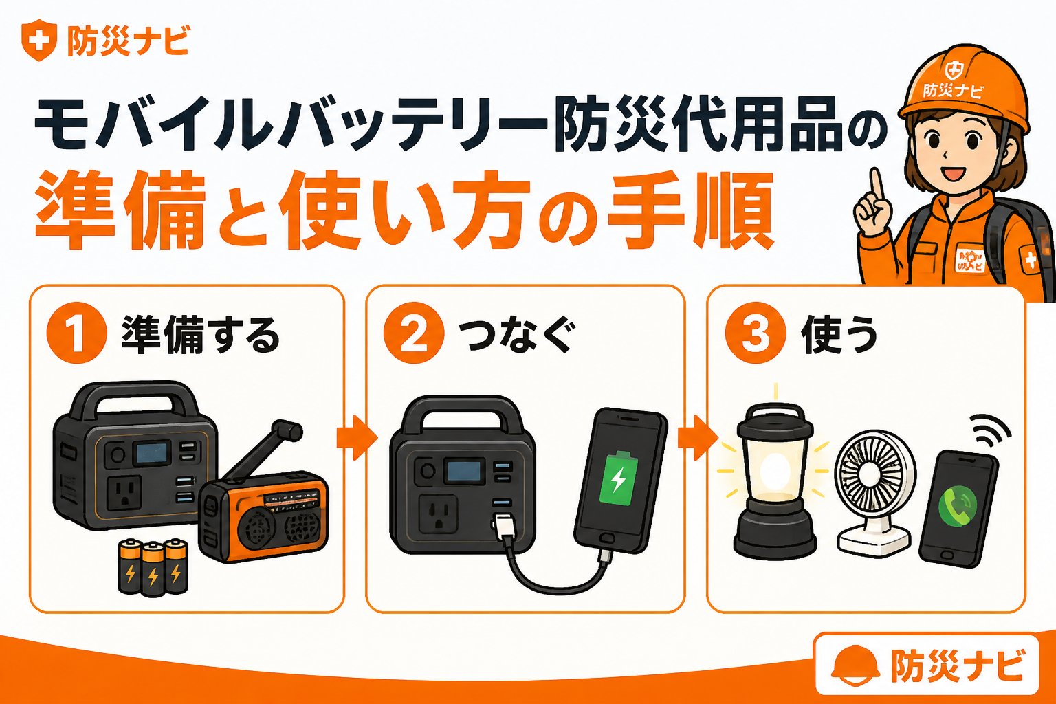 防災グッズ モバイルバッテリー防災代用品の準備と使い方の手順
