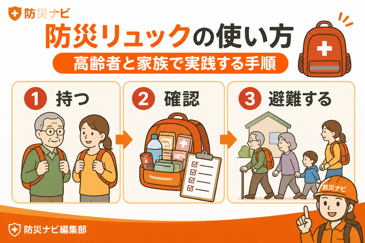 防災グッズ 防災リュックの使い方：高齢者と家族で実践する手順