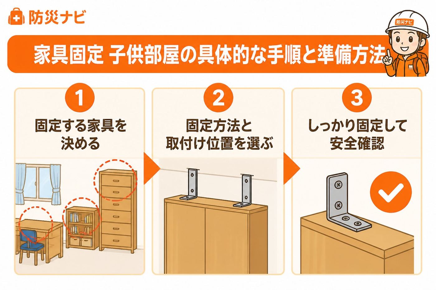 地震対策 家具固定子供部屋の具体的な手順と準備方法