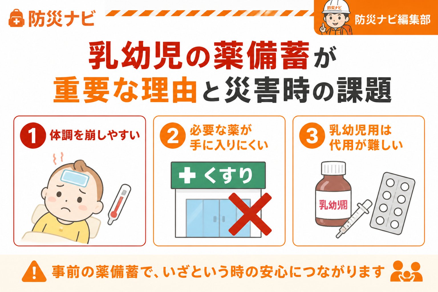 備蓄 乳幼児の薬備蓄が重要な理由と災害時の課題