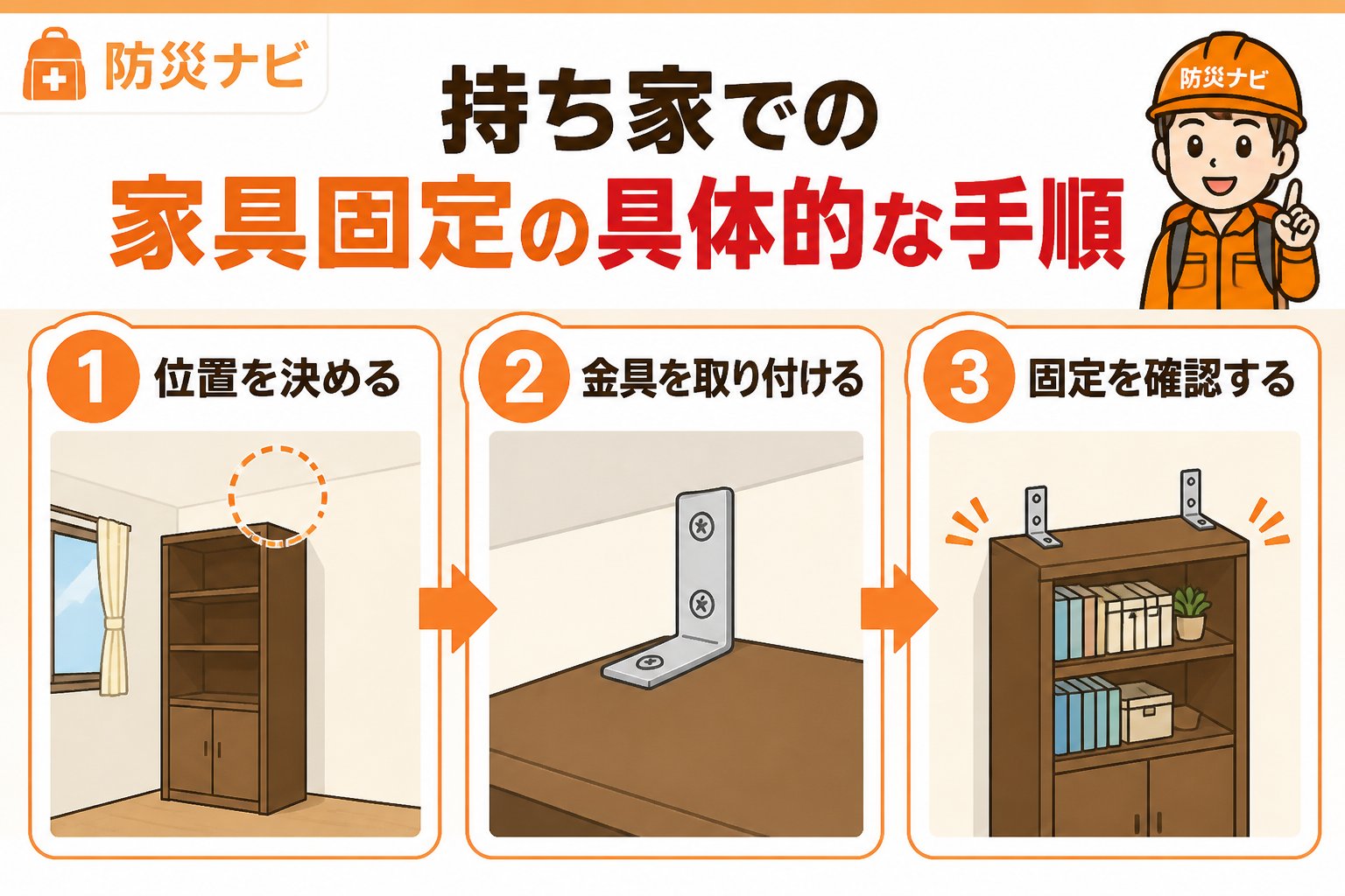 地震対策 持ち家での家具固定の具体的な手順