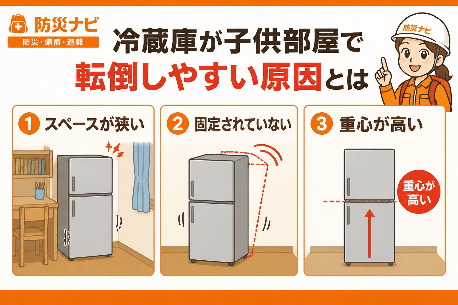 地震対策 冷蔵庫が子供部屋で転倒しやすい原因とは