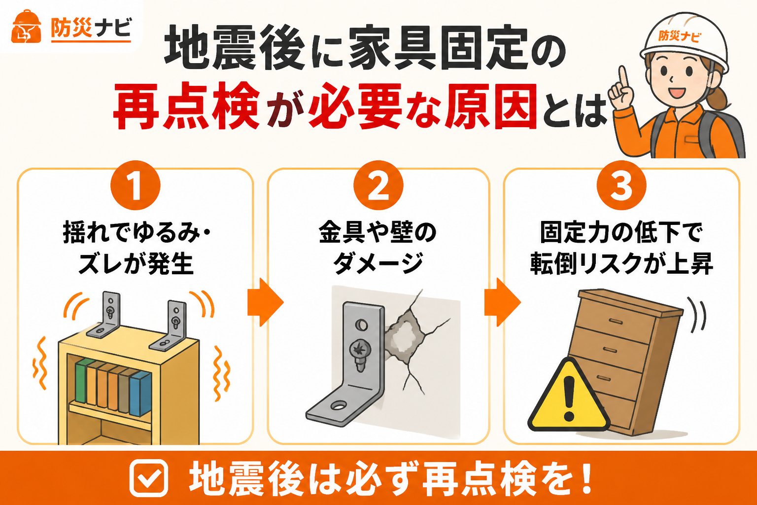 地震対策 地震後に家具固定の再点検が必要な原因とは