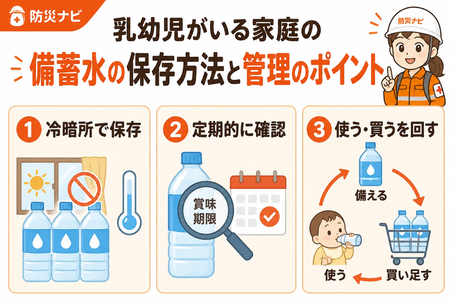 備蓄 備蓄水の保存方法（乳幼児あり）に必要なポイントと管理の基本