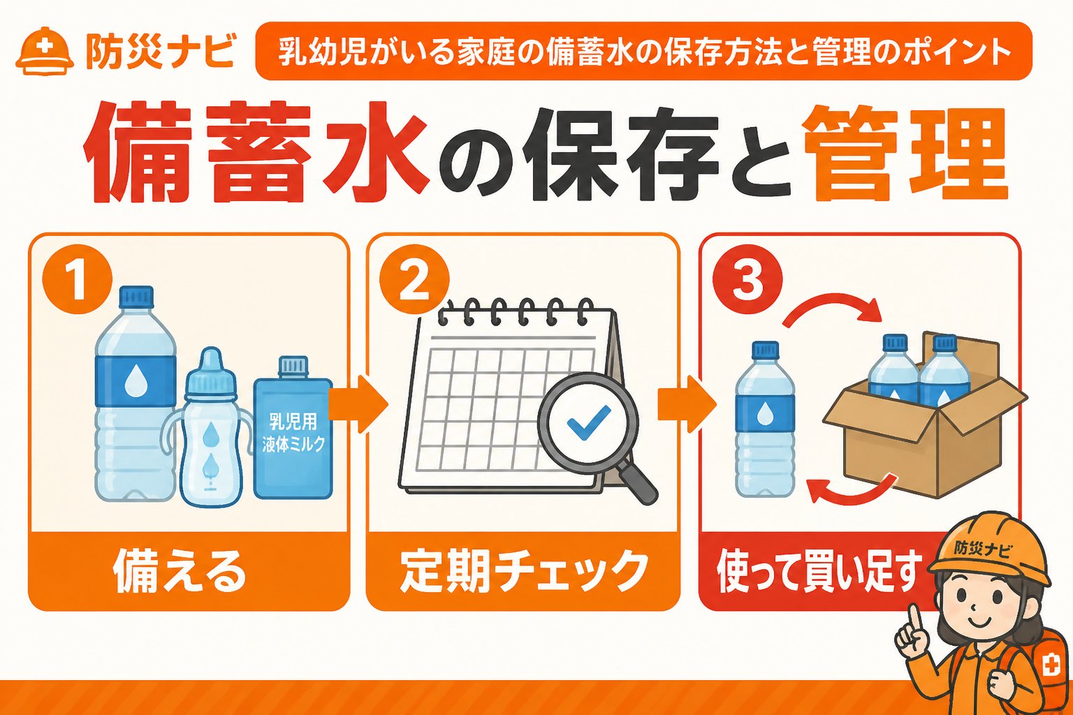 備蓄 備蓄と水の保存方法、乳幼児あり家庭での管理手順