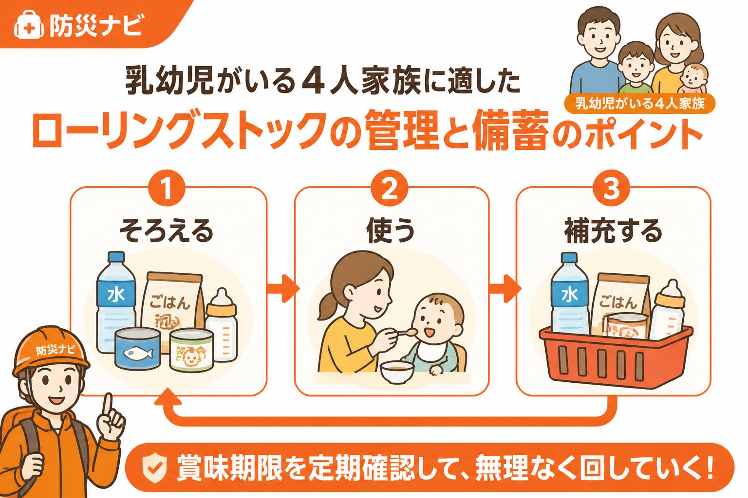備蓄 ローリングストックの賞味期限の管理（乳幼児あり）を意識した備蓄の基本と必要性